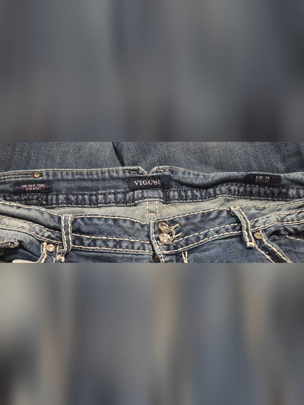 Vigoss New York Slim Boot Cut Women's Jeans in Washed Blue Denim Plus Size 24 - Picture 7 of 11